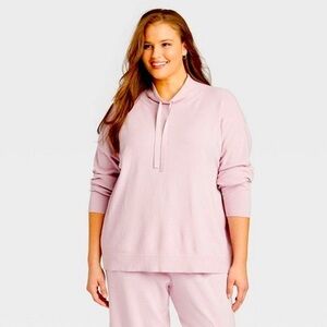 New Ava & Viv 1X Pink Cowl Neck Lightweight Sweater NWT